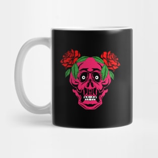 Pink of skull with red roses Mug